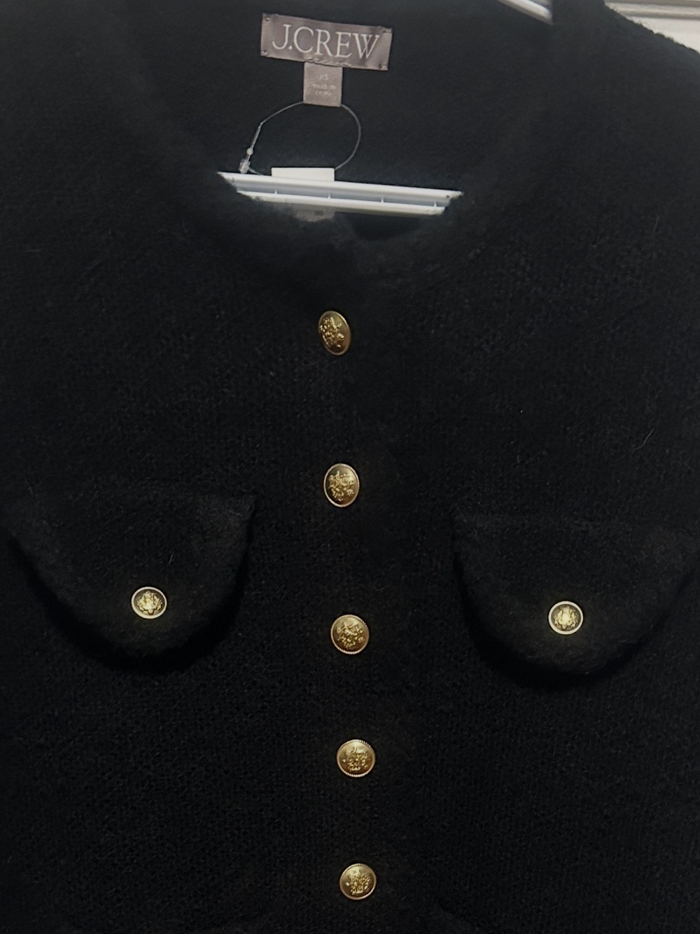 J. Crew Black Bouclé Button-Front Jacket